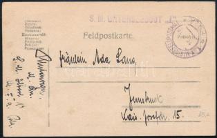 1918 Tábori posta levelezőlap &quot;S.M. Unterseeboot I&quot; , &quot;MFP / POLA&quot;