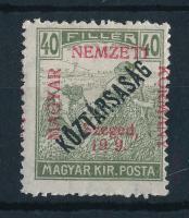 Szeged 1919 Arató/Köztársaság 40f &quot;19 9&quot; lemezhibával, Bodor vizsgálójellel