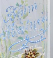 cca 1850/60, Blum Mátyás és családja tulajdonát képező 2 darab fürdőpohár. Fazettált, zománcfestett ...