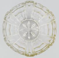 Szecessziós öntött üveg kínáló. Jelzés nélkül, kis kopással, d: 21,5 cm, m: 11 cm