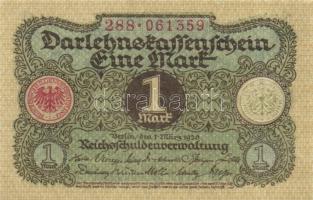 Német Birodalom / Weimari Köztársaság 1920. 1M (5x) egymás utáni sorszámokkal T:I