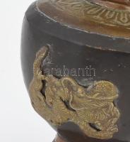 cca 19. sz, Mongol oltárváza. Kalapált réz, formált réz rátétekkel, m: 23 cm