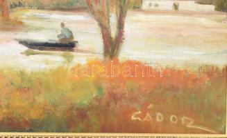 Gádor Emil (1911-1998): Csónakos. Olaj, farost, jelezve jobbra lent. Dekoratív fakeretben, 50×59 cm