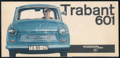 1964 Trabant 601, színes képekkel illusztrált, magyar nyelvű ismertető prospektus, kihajtva: 28,5x20 cm