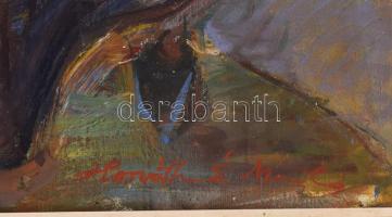 Horváth Éva Mónika (1965-): Enteriőr. Olaj, vászon. Jelezve jobbra lent. 48x102 cm. Fakeretben. KIZÁ...