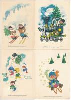 53 db MODERN magyar retro grafikai üdvözlő képeslap. Képzőművészeti Alap: KARÁCSONY / 53 modern Hungarian retro greeting graphic postcards: Christmas