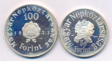 1973. 50Ft Ag + 100Ft Ag "Petőfi" T:UNC,AU (eredetileg PP) patina 
Adamo EM41, EM42