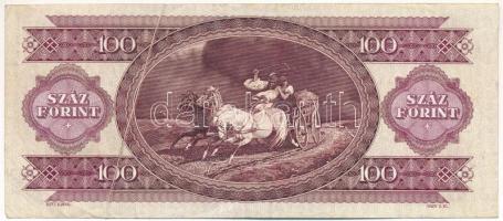 1992. 100Ft "B 322 025435" eltolódott nyomat, az előlapon látványos nyomdahibával T:F papí...