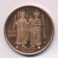 Fritz Mihály (1947- ) 1988. &quot;Szent István és Gizella - MÉE / A Szent Jobb Szegeden&quot; kétoldalas bronz emlékérem (42,5mm) T:AU kis patina  Adamo SG22