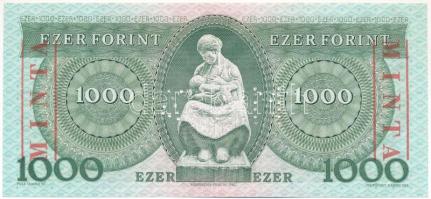 1992. 1000Ft "D 00000030" sorszámmal, piros "MINTA" felülnyomással és perforáció...