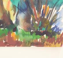 P. Kovács Sándor (-), 3 db mű: Tájképek. Klf. technikák, papír, jelzett. 35x47 cm körüli méretekben