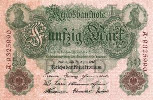 Német Birodalom / Császárság 1910. 50M (2x) egymás utáni sorszámokkal T:I-
