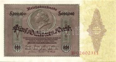 Német Birodalom / Weimari Köztársaság 1923. 5.000.000M (3x) egymás utáni sorszámokkal T:I-