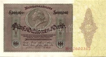 Német Birodalom / Weimari Köztársaság 1923. 5.000.000M (3x) egymás utáni sorszámokkal T:I-