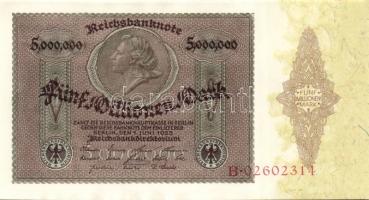 Német Birodalom / Weimari Köztársaság 1923. 5.000.000M (2x) egymás utáni sorszámokkal T:I-