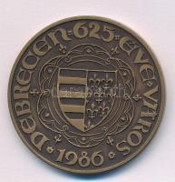 Tóth Sándor (1933-2019) 1986. &quot;Debrecen 625 éve város - Nagy Lajos&quot; kétoldalas bronz emlékérem (42,5mm) T:UNC