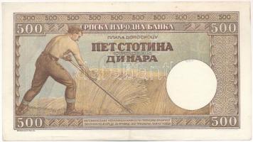 Szerbia / Német megszállás 1942. 500D T:XF,VF 
Serbia / German occupation 1942. 500 Dinara C:XF,VF ...