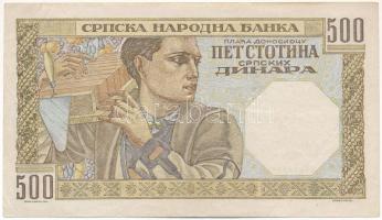 Szerbia / Német megszállás 1941. 500D T:VF 
Serbia / German Occupation 1941. 500 Dinara C:VF 
Krau...