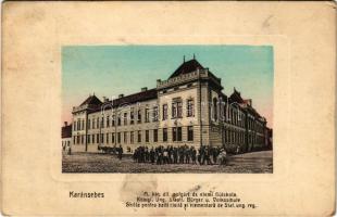 1913 Karánsebes, Caransebes; M. kir. állami polgári és elemi fiú iskola / boy school (ázott / wet damage)