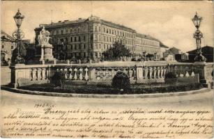 1902 Pozsony, Pressburg, Bratislava; Koronázásidomb tér, Mária Terézia szobor. Duschinsky G. kiadása / square, monument (szakadás / tear)