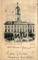 Chernivtsi, Czernowitz, Cernauti, Csernyivci (Bukovina, Bukowina); Rathhaus, Heinrich Sause Juvelier &amp; Goldarbeiter / town hall, jewelry shop (EK)