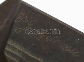 1909 Bronz levélnehezék, órás üllőből kialakítva, ajándékozási megjegyzéssel,12x7x6 cm