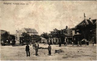 1911 Galgóc, Frasták, Hlohovec; Ferenc József tér, Bródy Simon könyvnyomdája, papírkereskedés üzlete és saját kiadása, pálinka és szesz bolt / square, shops (r)