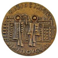 Dévényi János (1934- ) DN &quot;Kazincbarcika - Dimitrovgrád&quot; egyoldalas, öntött bronz plakett (91mm) T:AU,XF