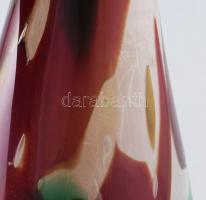 Színes üveg váza nagy méretű cseh, formába fújt, többrétegű
anyagában színezett, hibátlan, 25 cm