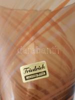 Friedrich német üveg váza formába öntött, , anyagában színezett, hibátlan, jelzett 22 cm