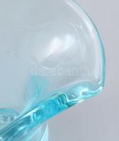 Frantisek Zemek cseh türkiz üveg kosár. Formába öntött, 
anyagában színezett, hibátlan, 19 cm
