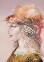 Hollóházi Szász Endre festményével díszített porcelán kép, 14x18 cm. Matricás, jelzett, keretben 41x...