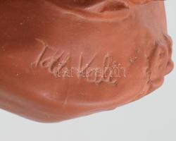 Tóth Valéria (1943- ): Ruháját gyűrő lány .terrakotta, jelzett, hibátlan, m: 28 cm sz: 28 cm