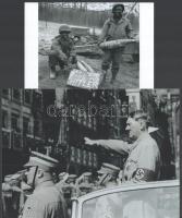 cca 1938 és 1945 Adolf Hitler egy felvonuláson; a másik kép Berlin ostrománál készült, ahol az amerikai katonák ,,húsvéti tojásokat&quot; küldtek Hitlernek, 2 db modern nagyítás, jelzés nélkül, 15x21 cm és 10x15 cm