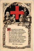 1917 Búcsúzik az ó esztendő. Első világháborús osztrák-magyar vöröskeresztes katonai újévi üdvözlet / WWI Austro-Hungarian K.u.K. military Red Cross propaganda, New Year greeting s: Földes (non PC) (fa)