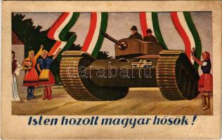 1943 Isten hozott magyar hősök! / Entry of the Hungarian troops, tank, irredenta art (EB)