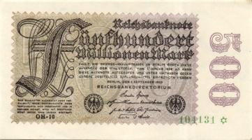 Német Birodalom / Weimari Köztársaság 1923. 500.000.000M (3x) variáns "Sterne mit einem S darin...