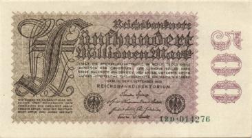 Német Birodalom / Weimari Köztársaság 1923. 500.000.000M cégnyomat, variáns Kreuzblüten vízjellel T:I-