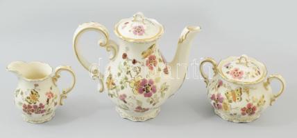 Zsolnay pillangó mintás mokkás készlet. Hat személyes. Kézzel festett, jelzett, hibátlan