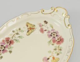 Zsolnay pillangó mintás süteményes készlet. Hat személyes. Kézzel festett, jelzett, hibátlan