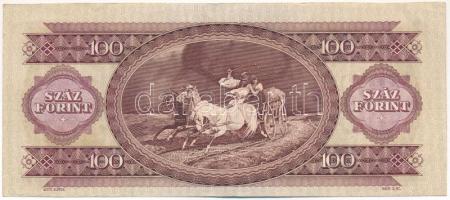 1980. 100Ft "B 082 128313" vágáshibás (széltében kb. 3mm-rel nagyobb méretű bankjegy), elt...