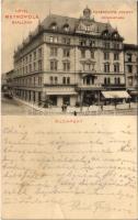 Budapest VII. Petánovits József Hotel Metropole szálloda és kávéház reklámja. Rákóczi út 58. (fa)