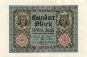 Német Birodalom / Weimari Köztársaság 1920. 100M (2x) nyolcjegyű, egymás utáni sorszámokkal T:I