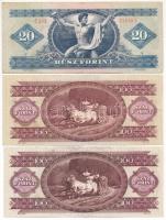 1980. 20Ft + 1980. 100Ft + 1995. 100Ft, mindhárom eltolódott nyomattal T:F közte szép papír