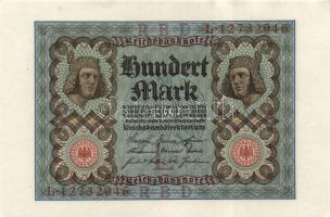 Német Birodalom / Weimari Köztársaság 1920. 100M (2x) nyolcjegyű, egymás utáni sorszámokkal T:I