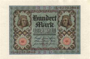 Német Birodalom / Weimari Köztársaság 1920. 100M (2x) nyolcjegyű, egymás utáni sorszámokkal T:I