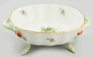 Herendi hecsedli mintás lábas kínáló Kézzel festett, jelzett, hibátlan 31x22 cm