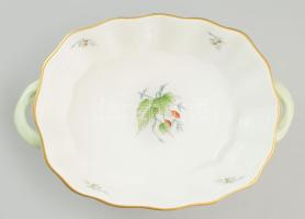 Herendi hecsedli mintás lábas kínáló Kézzel festett, jelzett, hibátlan 31x22 cm