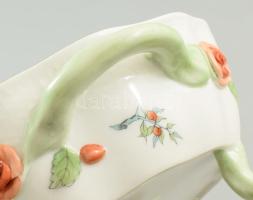 Herendi hecsedli mintás lábas kínáló Kézzel festett, jelzett, hibátlan 31x22 cm