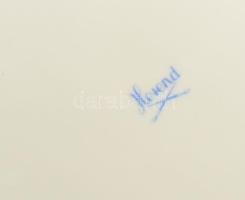 Herendi hecsedli mintás lábas kínáló Kézzel festett, jelzett, hibátlan 31x22 cm